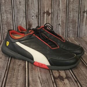 Sz 11 Mens Puma Scuderia Ferrari Future Cat Black Red White Leather Sneakers